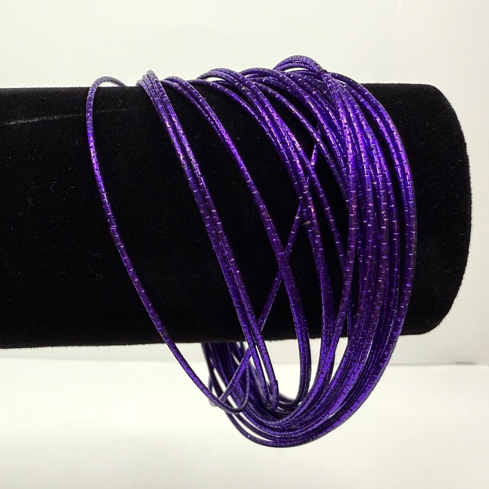 Purple Metallic Multi Link Bangle Bracelets Stackable Fashion Jewelry Size 7.5